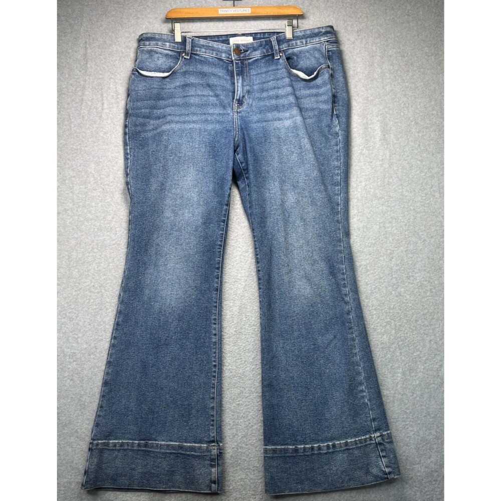 Lane Bryant Flare Leg Jeans 20L (40x31) Blue Signature Fit Mid Rise Boho Retro